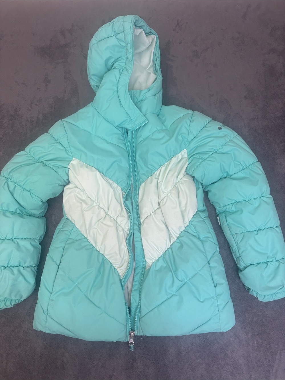 Columbia Kids' Aqua Puffer Jacket with hood Sz M 10/12